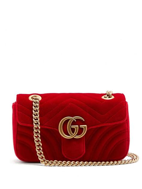 gucci red velvet duffle bag|Gucci quilted shoulder bag.